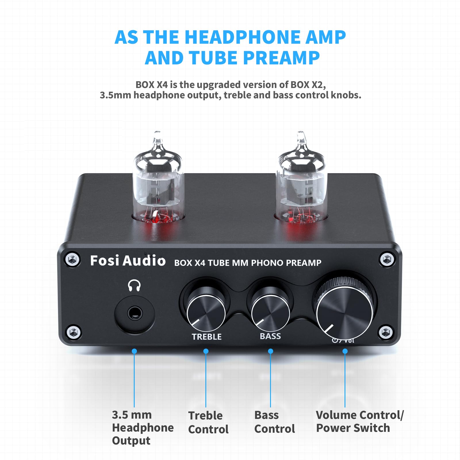 Fosi Audio BOX X4 真空管 MMフォノプリアンプ Fosi Audio Box X4 Kulaklık Preamp Fono Hi-Fi Amplifikatör